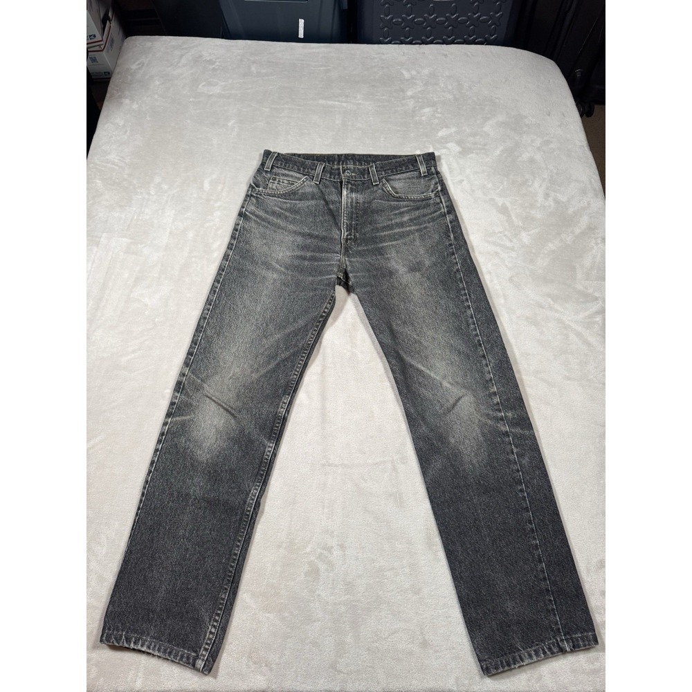 Vintage 90s Levis 505 Orange Tab Black Size 33x32 (Fit 31x30) Perfect Fade USA